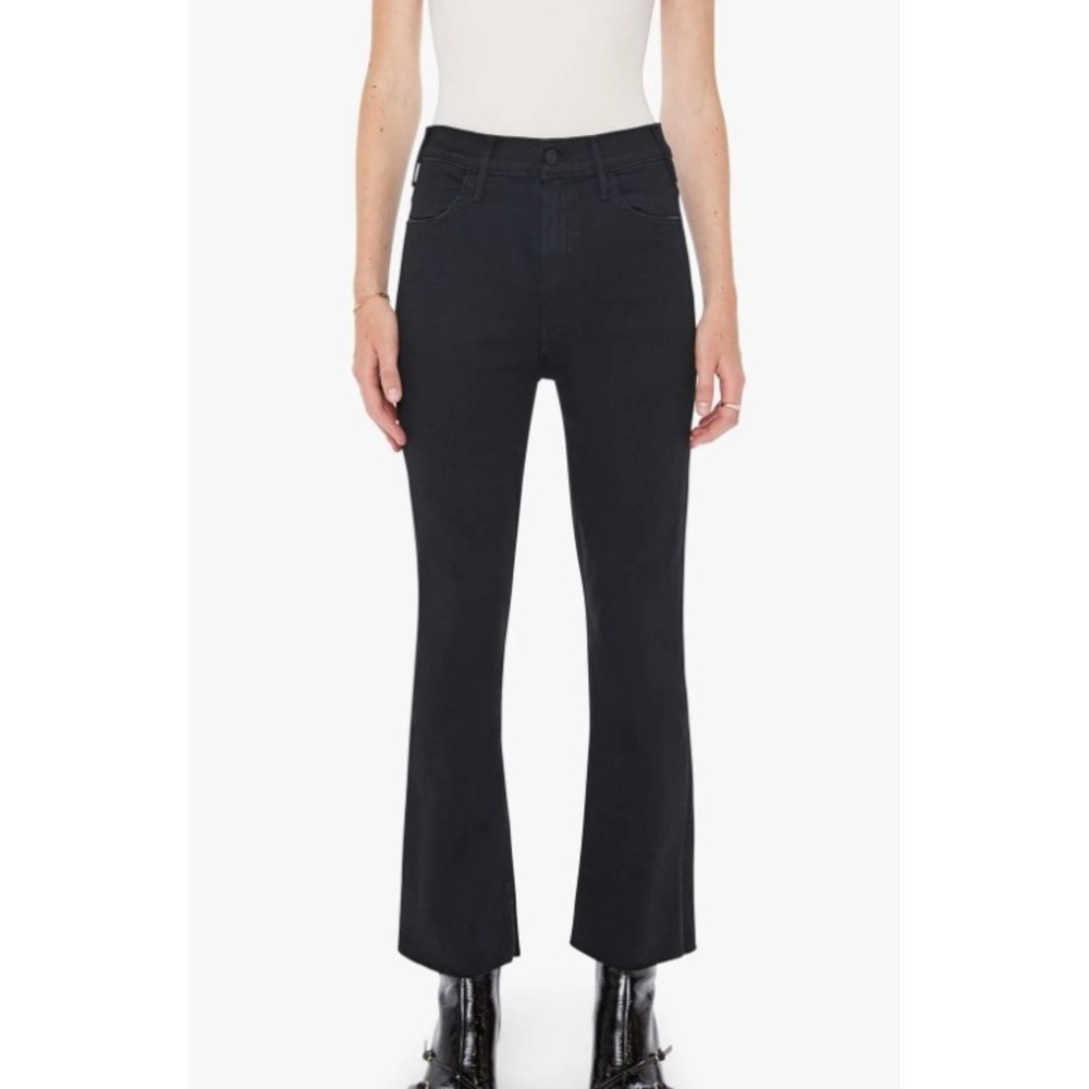 MOTHER Hustler Fray Ankle Jeans Black High Rise Flare Womens 30 - Picture 2 of 13